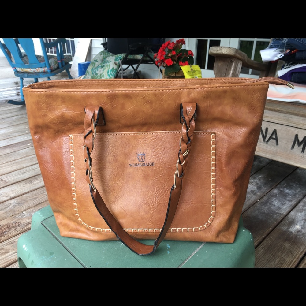 Weimeibaige oversized vintage leather tote